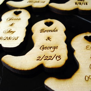 Wood Cowboy Boots Wedding Favors Personalized Set of 100 Farm Wedding image 3