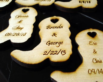 30 Wood Cowboy Boots Wedding Favors Personalized