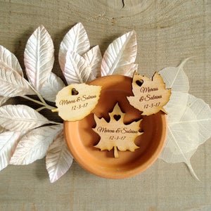 125 Wood Leaf Wedding Favors Personalized Wood Leaves