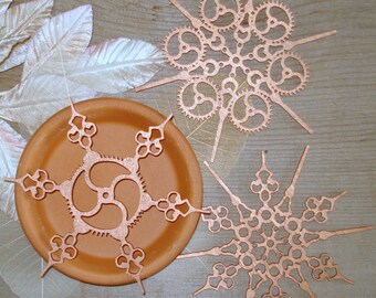 Steampunk Snowflakes Copper Finish Steampunk Ornament Steampunk Christmas