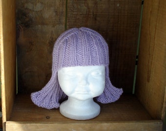 Baby Size Pale Plum  Hat Hair Knit Wig Baby Wig purple Wig Easter Hat