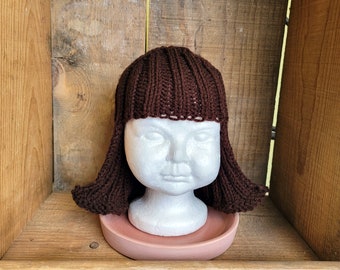 Baby Size Brown Hat Hair Knit Wig Baby Wig Brown Wig Halloween Costume