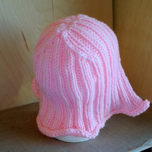 Baby Size Light Pink Hat Hair Knit Wig Baby Wig image 5