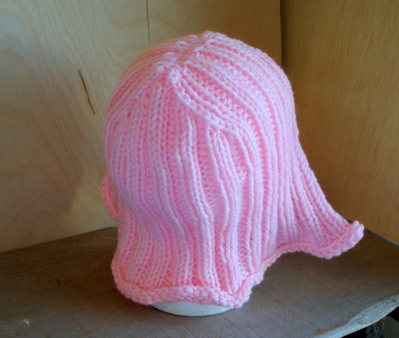 Baby Size Light Pink Hat Hair Knit Wig Baby Wig image 5