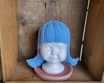 Baby Size Light Blue Hat Hair Knit Wig Baby Wig