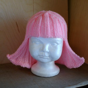 Baby Size Light Pink Hat Hair Knit Wig Baby Wig image 1