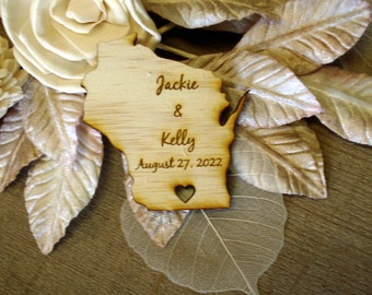 100 Wisconsin State Wedding Favors Custom Engraved