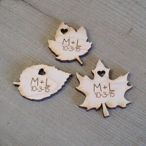 Wood Leaf Wedding Favors Personalized Set of 30 image 3