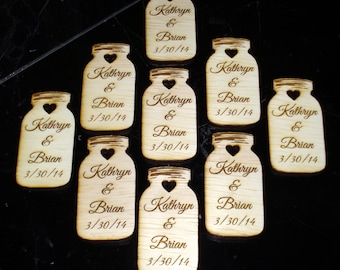 75 Mason Jar Wedding favors Personalized Wood Cut out