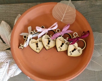 Personalized Heart and Key custom Wedding Favors 30 pieces