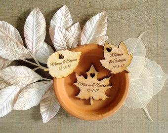 75 Wood Leaf Wedding Favors Personalized