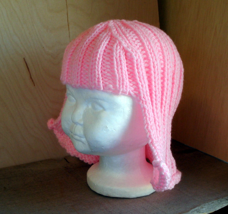 Baby Size Light Pink Hat Hair Knit Wig Baby Wig image 2