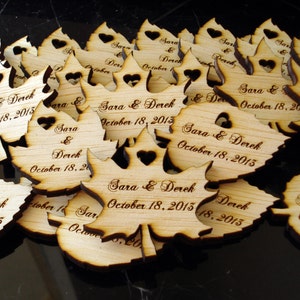 60 Wood Leaf Wedding Favors Personalized Wood Leaves image 4