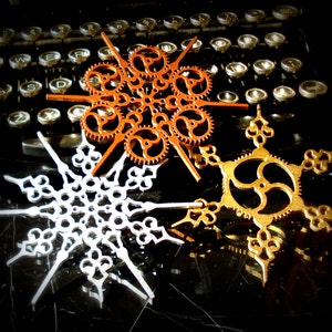 Steampunk Snowflakes Mixed Metal finishes Christmas Ornaments Steampunk Ornaments