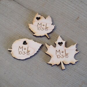 Wood Leaf Wedding Favors Personalized Set of 150 Leaves image 4