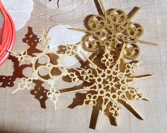 Steampunk Ornaments Snowflakes Gold Finish Steampunk Snowflakes Gold Snowflakes