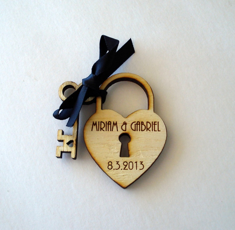 Sample Heart and Key Custom Engraved wedding favor image 2