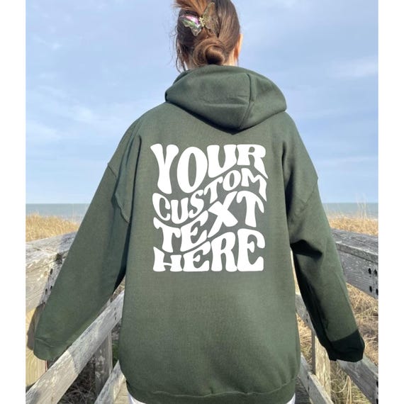 Custom Hoodie With Retro Wavy Font, Hoodie With Text On Back, Wavy Text Hoodie, Personalized Text Shirt, Custom Christmas Hoodie