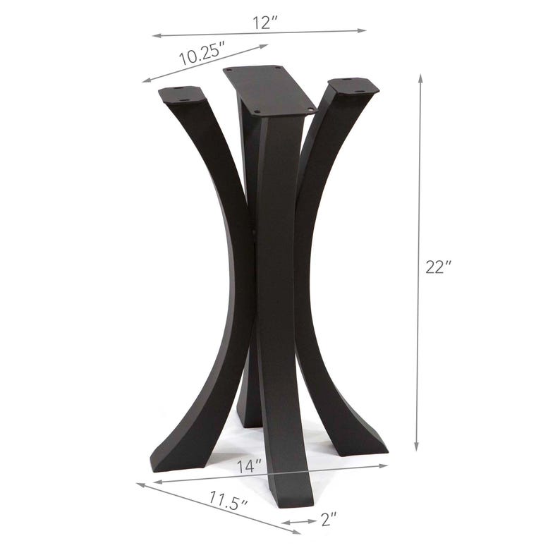 Pode incluir: Base de mesa preta com um design moderno. A base tem 55,88 cm de altura, 30,48 cm de largura e 35,56 cm de comprimento. A base tem um design de pernas curvas e &eacute; feita de metal.