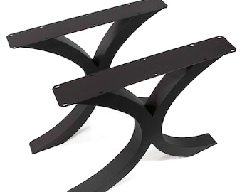 W34" x H28" Extra Wide Curve X-Shaped Dining Table Legs, 1 Pair