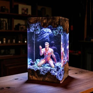 Lampe en résine de super-héros, veilleuse de super-héros, écran LED, décoration Aven.gers, cadeau pour gamer, lumière de salle de gamer, fan art de bande dessinée