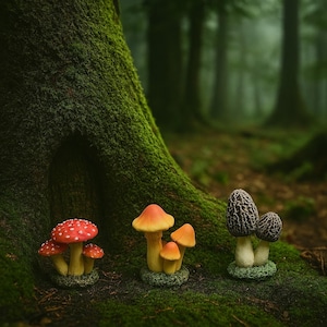 Miniature Mushroom Figurines | Tiny Fairy Garden Accessories | Resin Mushrooms for Terrarium or Bonsai | DIY Landscape & Lawn Decor.