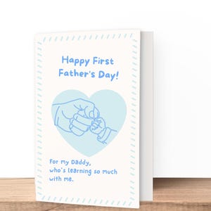 Cartão para o primeiro Dia dos Pais, Dia dos Pais para o pai de primeira viagem, do bebê, da esposa ou de um familiar. Presente doce personalizado para imprimir para ele.