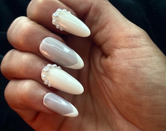 Pearl French Tip Press on Nails
