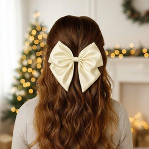 Ivoire cheveux noeud accessoire de mariage crème pince femme élégante grande barrette satin surdimensionné mariée postiche photoshoot style vacances classique