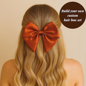 Burnt Orange Bow Hair Accessory French Clip Formal Style Wedding Piece Autumn Collection Statement Bow Barrette Clip Hair Decoration Elegant