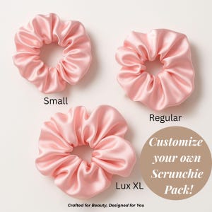 Pink Satin Scrunchie Pack Large XL Oversized Hair Tie Handmade Silk Style Scrunchies Custom Bridesmaid Gift Set Wedding Party Favor for Her