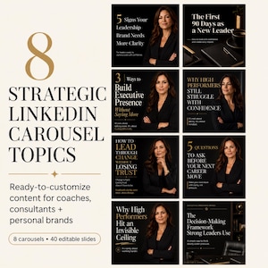 LinkedIn-carrouselsjablonen | 8 bewerkbare canvasontwerpen voor coaches en consultants