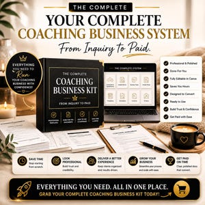 Complete coaching templates system covering client onboarding, intake forms, welcome documents, sessions and offboarding.