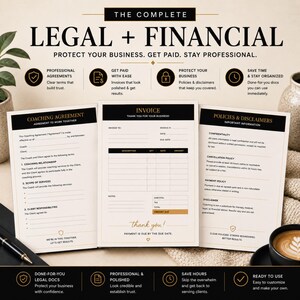 Coaching forms and business documents including service agreements, policies, client forms and financial templates.