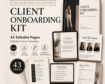 Client Onboarding Template for Coaches, 43-Page Canva Welcome Packet & Forms, A4 + US Letter