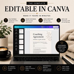 Editable Canva templates for coaches with customisable colours, fonts, logos and branding.