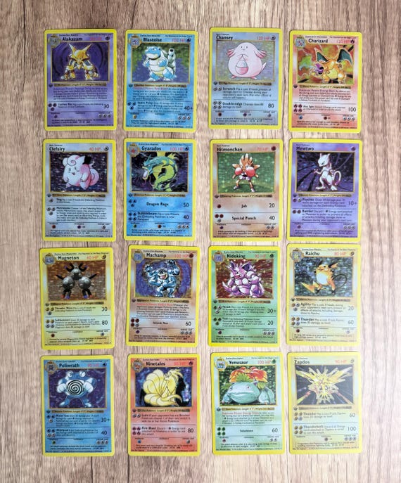 Shadowless Base Set 1-16 Full Holo Collection  Fan-Made Holographic  Pokmon Proxy Cards