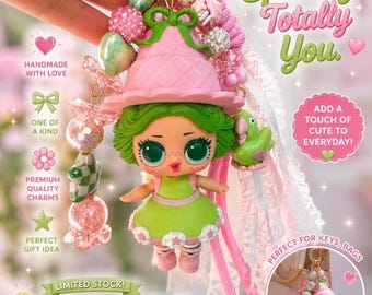 Llavero de muñeca Loll hecho a mano con cuentas brillantes – Accesorio para bolso