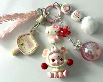 Handmade Skull Panda Keychain.