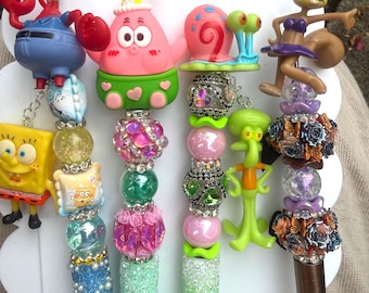 Adorable Sponge Bob Square Pants Character Beaded Pens