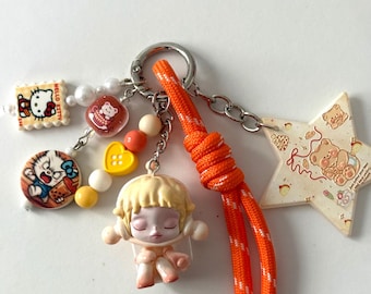 Handmade Beaded Skull Panda Keychain