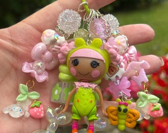 Lalaloopsy Doll Keychain with Pet Charm – Beaded Bag Accessory