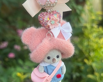 Llavero de koala con cuentas y dije de osito de peluche rosa – Accesorio para bolso