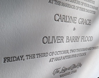 Custom Letterpress Wedding Invitations | Elegant Cotton Paper Suite