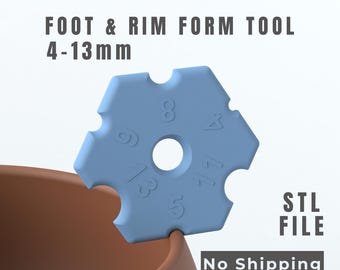 Pottery Foot & Rim Form Tool | Wheel Throwing Shaping Guide (STL File) | 4-13mm