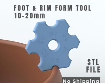 Pottery Foot & Rim Form Tool | Wheel Throwing Shaping Guide (STL File) | 10-20mm