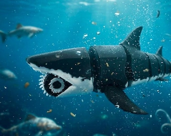 Articulated Buzzsaw Shark Toy - 3D Printed Helicoprion Figure - Flexible Prehistoric Shark Model