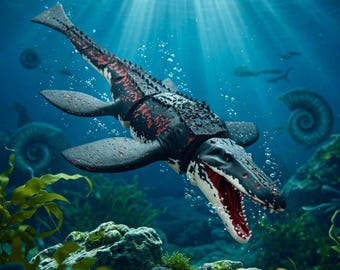 Articulated Mosasaur Toy – 3D Printed Flexible Dinosaur Fidget Figure