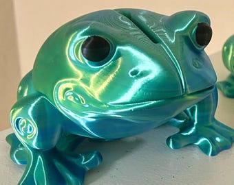 3D Printed Frog Piggy Bank - Cute Frog Coin Bank - Reusable Frog Savings Bank - Frog Decor - Animal Bank for Kids & Adults - Nature Gift