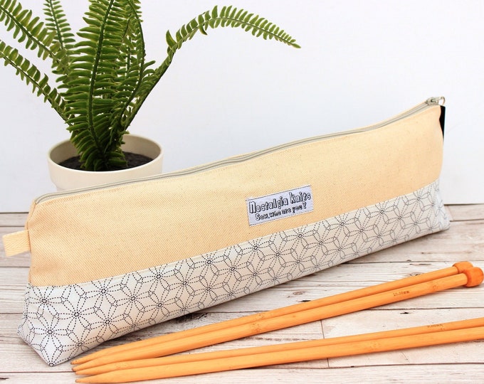 Caja de almacenamiento de agujas de tejer largas, bolsa organizadora de agujas de tejer blancas, bolsa minimalista para agujas de tejer, regalo de tejer, Bolsa de tejer Reino Unido